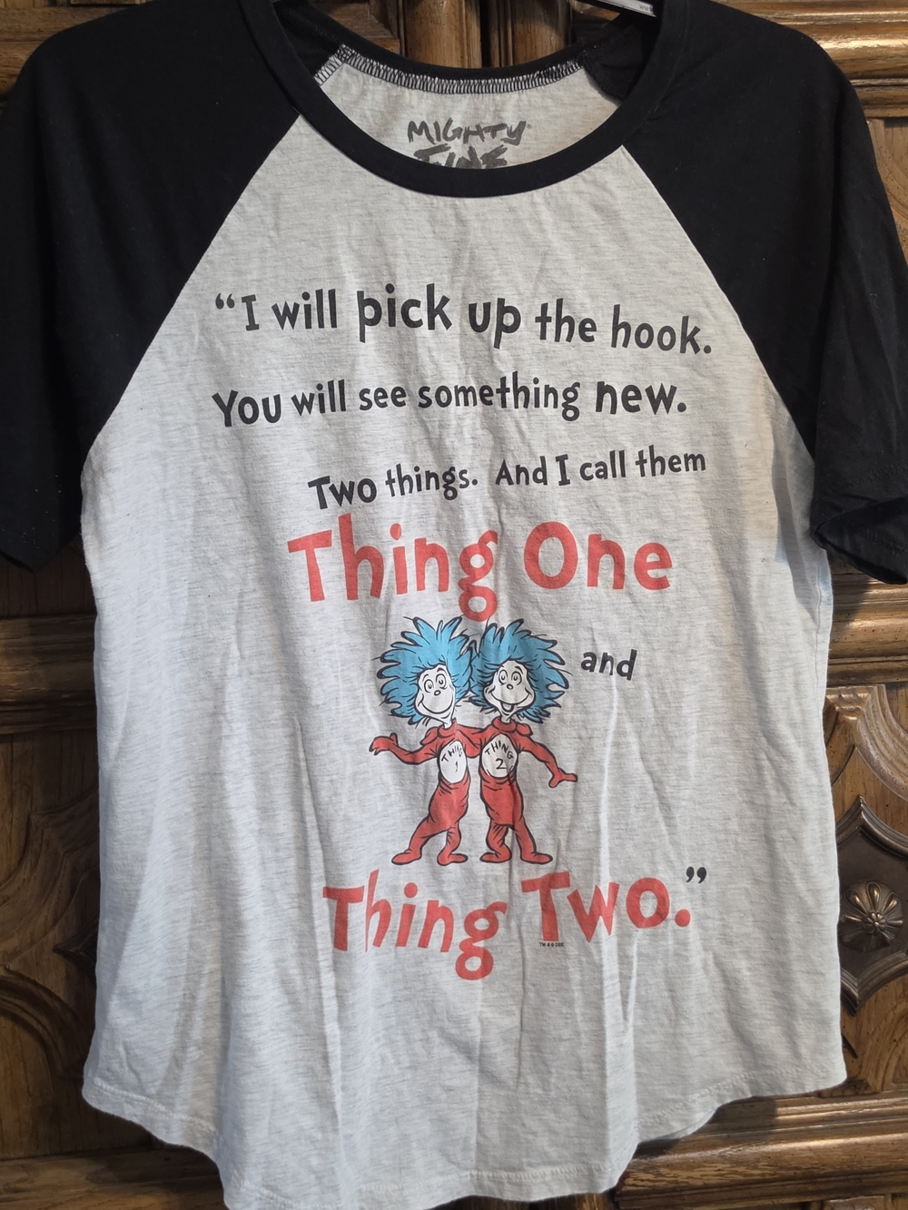 Dr. Seuss Thing One & Thing Two Raglan Tee - Black & Gray